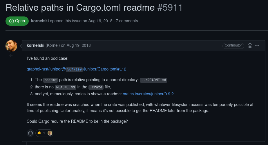 https://github.com/rust-lang/cargo/issues/5911