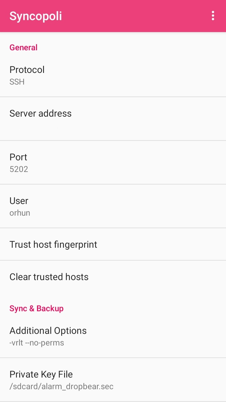 Syncopoli settings